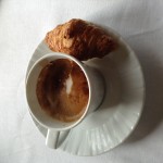 Cappuccino with a small croissant 