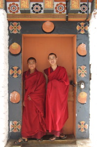 Monks in a doorway